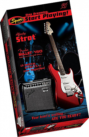 ГИТАРНЫЙ КОМПЛЕКТ FENDER SQUIER AFFINITY STRAT HSS&BULLET 150 DSP AMP - METALLIC RED