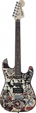 ЭЛЕКТРОГИТАРА FENDER SQUIER OBEY GRAPHIC STRATOCASTER HSS RW COLLAGE