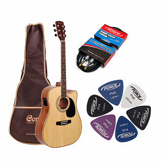 Гитарный комплект CORT AD880CE NAT (Чехол, гитарный кабель, медиаторы)