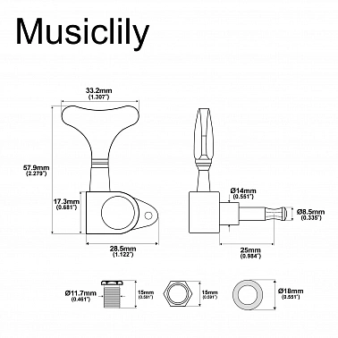 Колки Musiclily M178-3M179-3